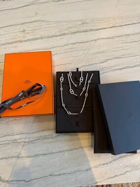 Hermes Necklace Gift Box With Ribbon - JEWELRY NOT INCLUDED